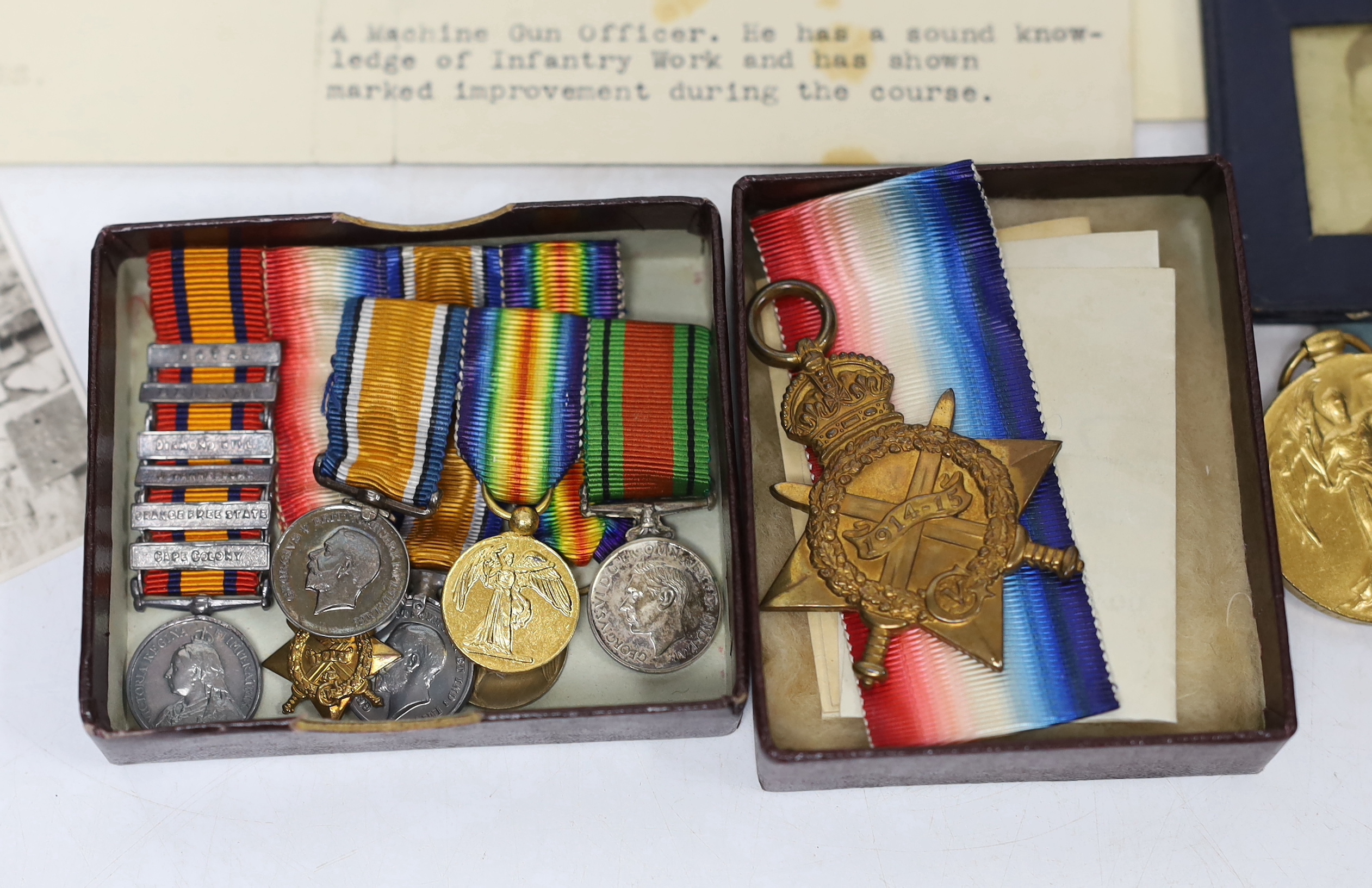 An archive of family collection of medals, photographs and documents including a WWI trio of War Medal